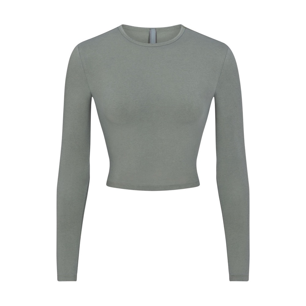 🦋SKIMS NEW VINTAGE CROPPED LONG SLEEVE T- SHIRT BLUE CHALK L